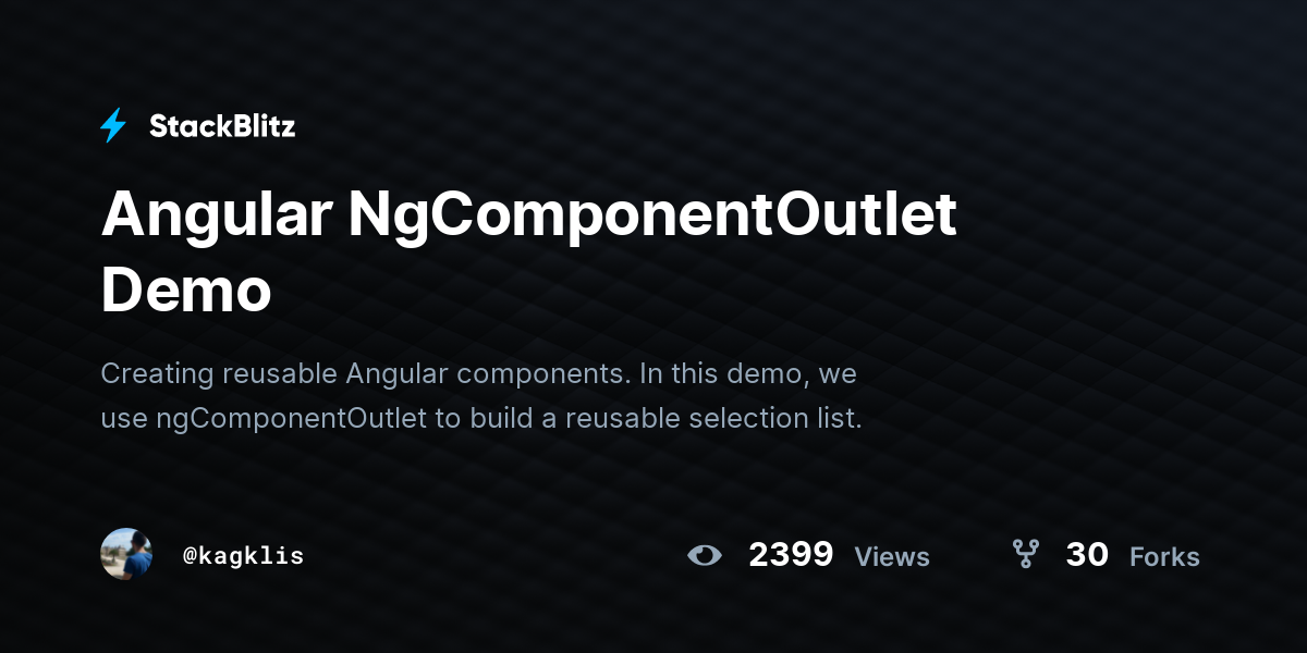 Angular NgComponentOutlet Demo - StackBlitz