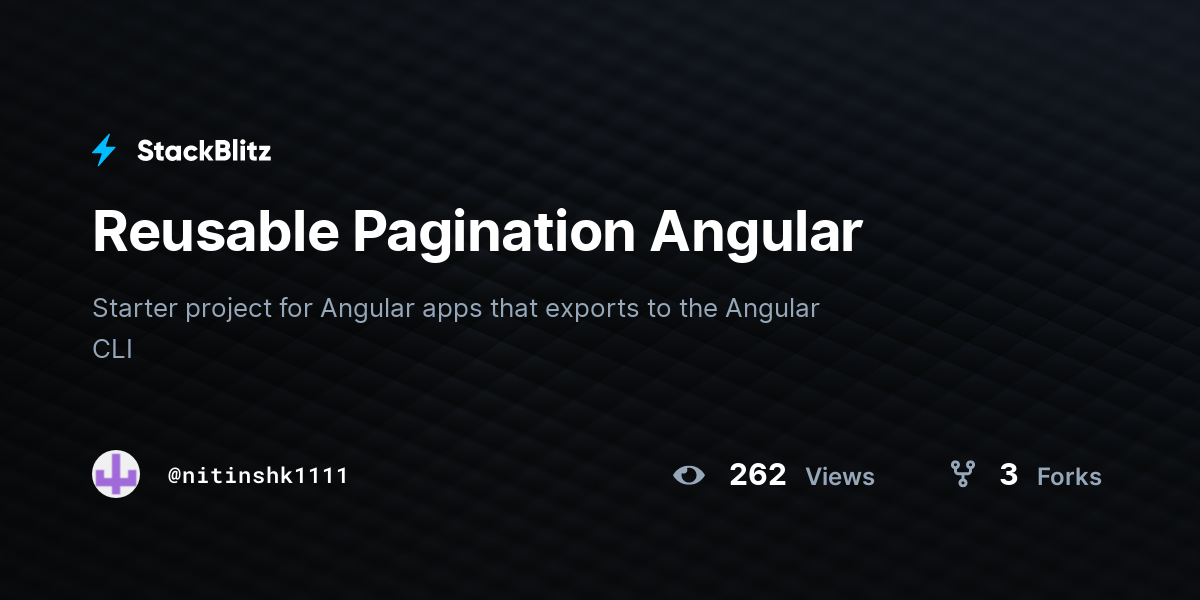 Reusable Pagination Angular - StackBlitz