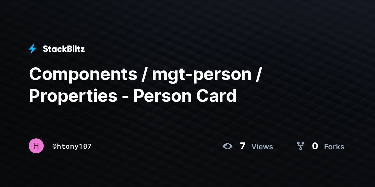 Components / mgt-person / Properties - Person Card - StackBlitz