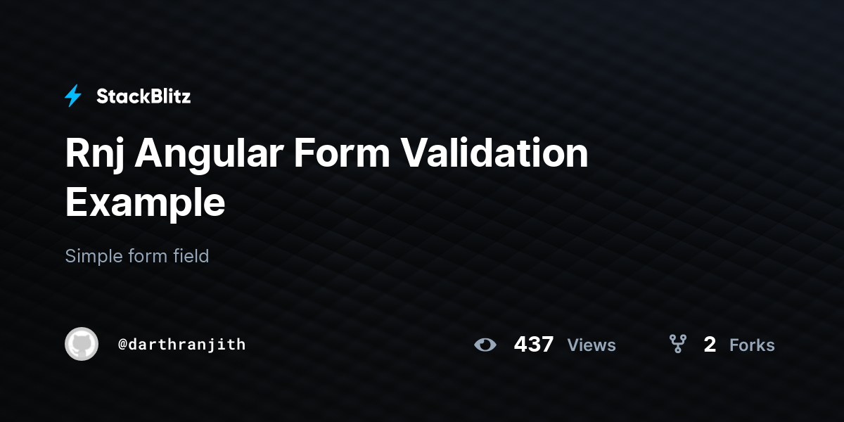 Rnj Angular Form Validation Example - StackBlitz