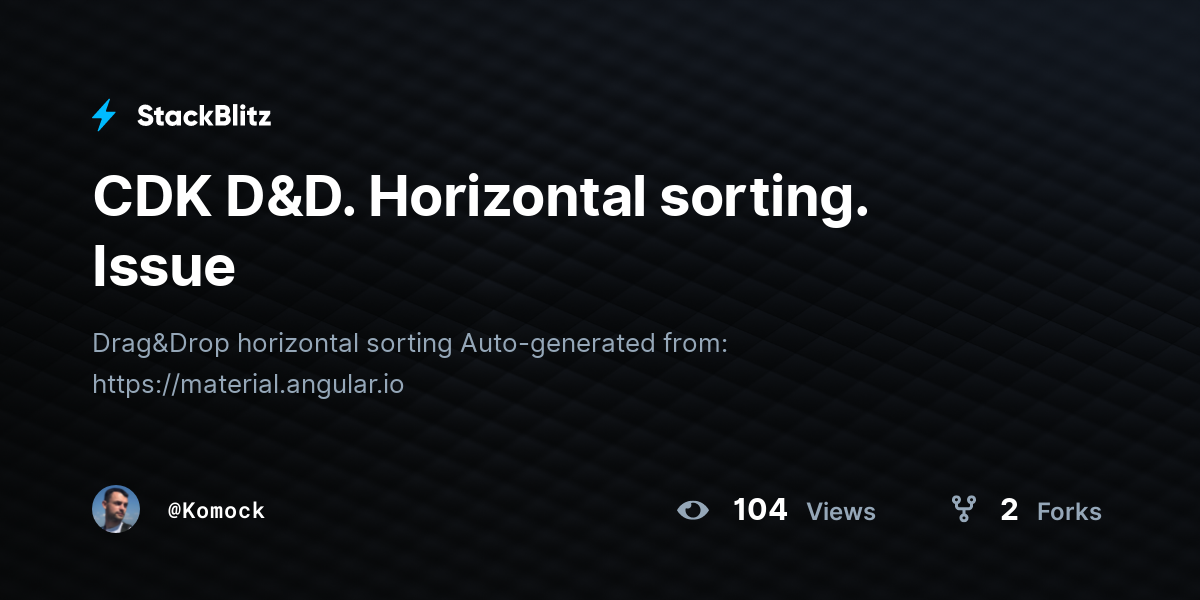 CDK D&D. Horizontal sorting. Issue - StackBlitz