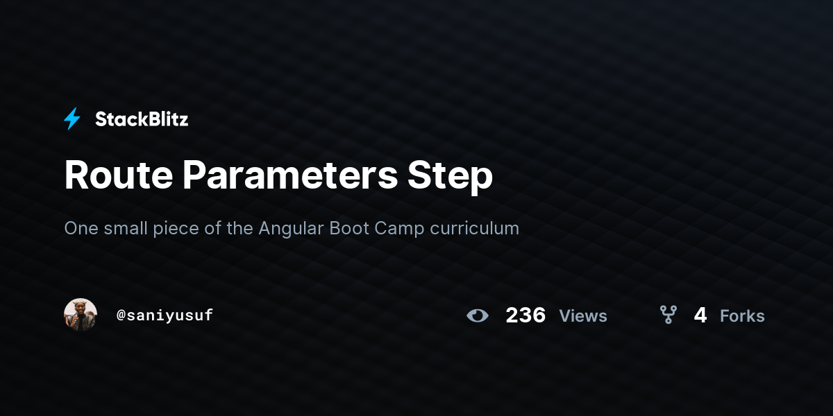 Route Parameters Step - StackBlitz