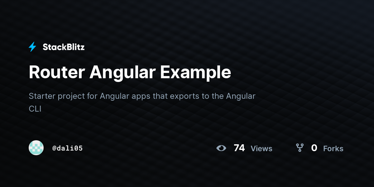 Router Angular Example - StackBlitz