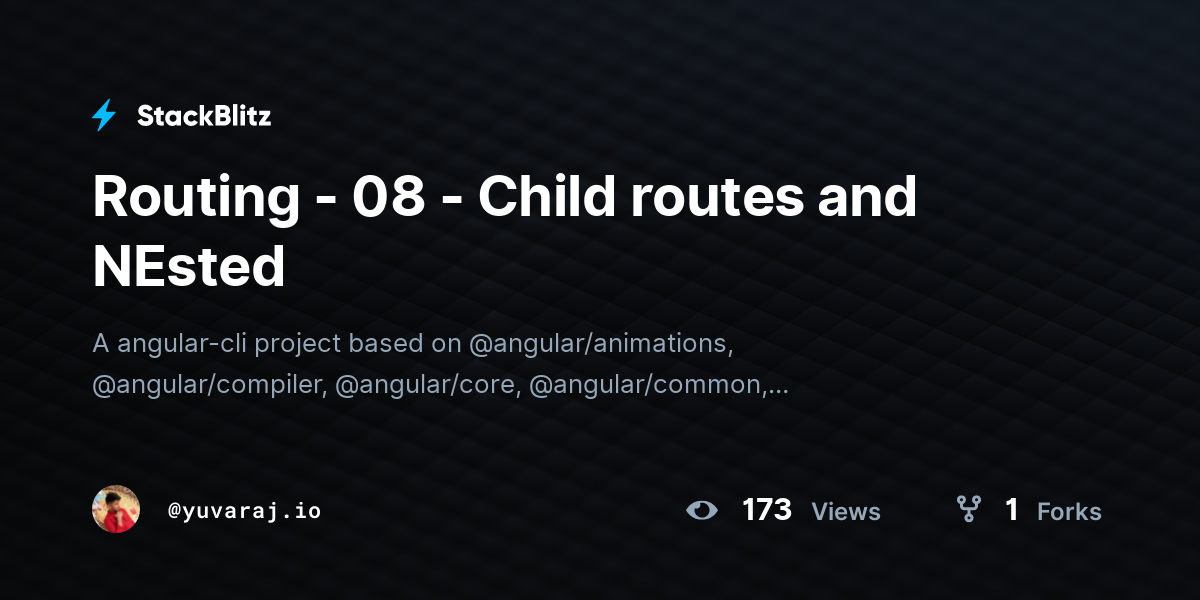 Routing - 08 - Child routes and NEsted - StackBlitz