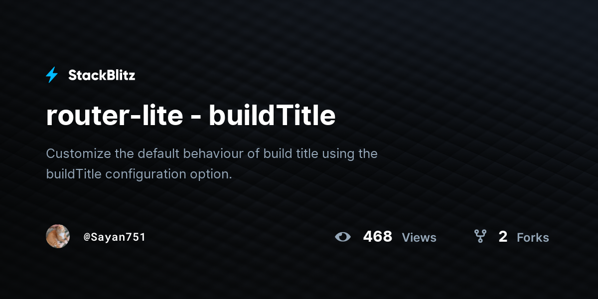router-lite - buildTitle - StackBlitz