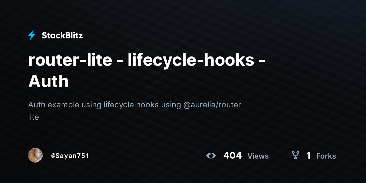router-lite - lifecycle-hooks - Auth - StackBlitz