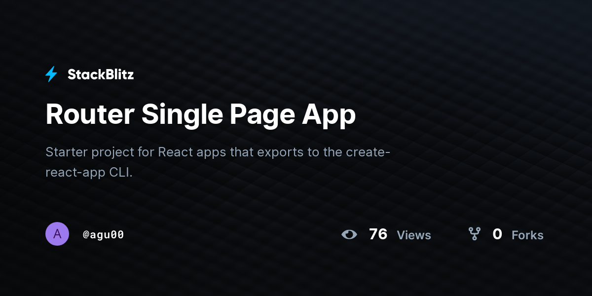 Router Single Page App - StackBlitz