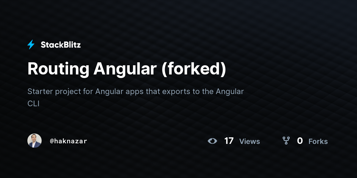 Routing angular forked stackblitz
