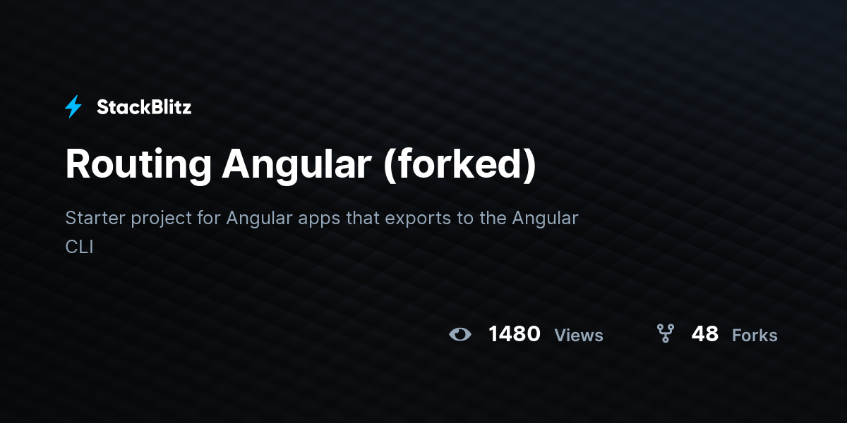 Routing Angular (forked) - StackBlitz