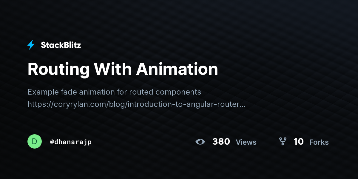 Routing With Animation - StackBlitz