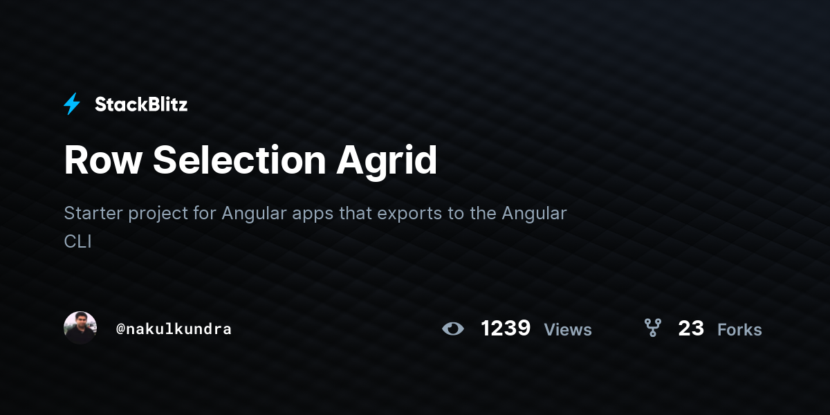 Row Selection Agrid - StackBlitz