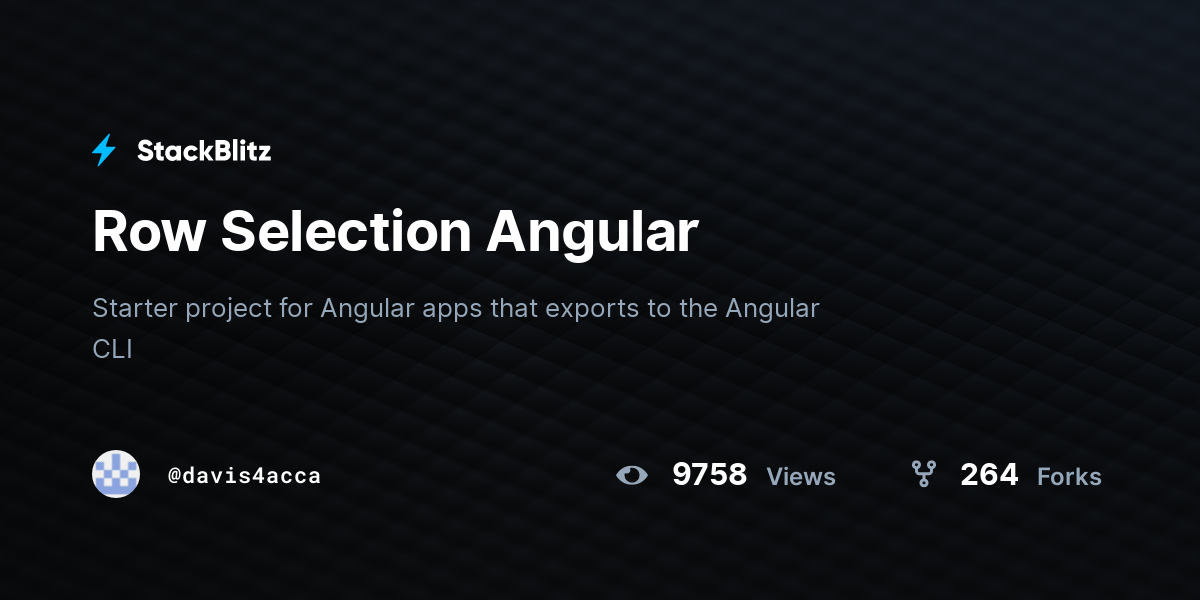 Row Selection Angular - StackBlitz