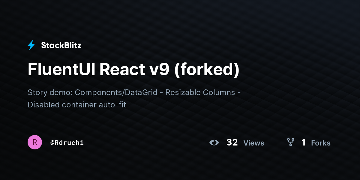 FluentUI React v9 (forked) - StackBlitz