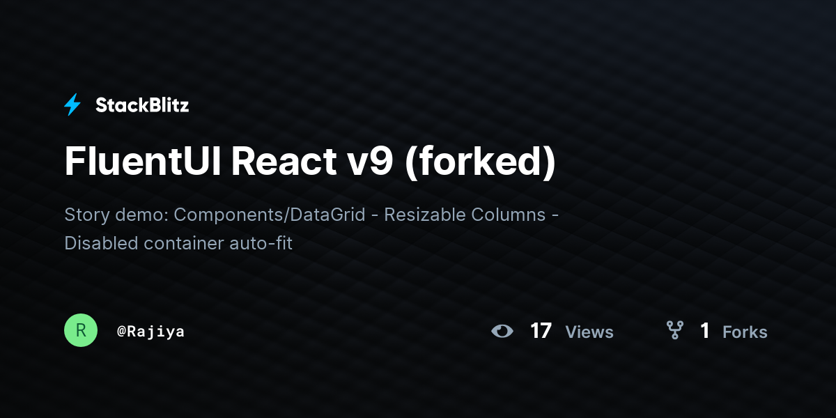 FluentUI React v9 (forked) - StackBlitz