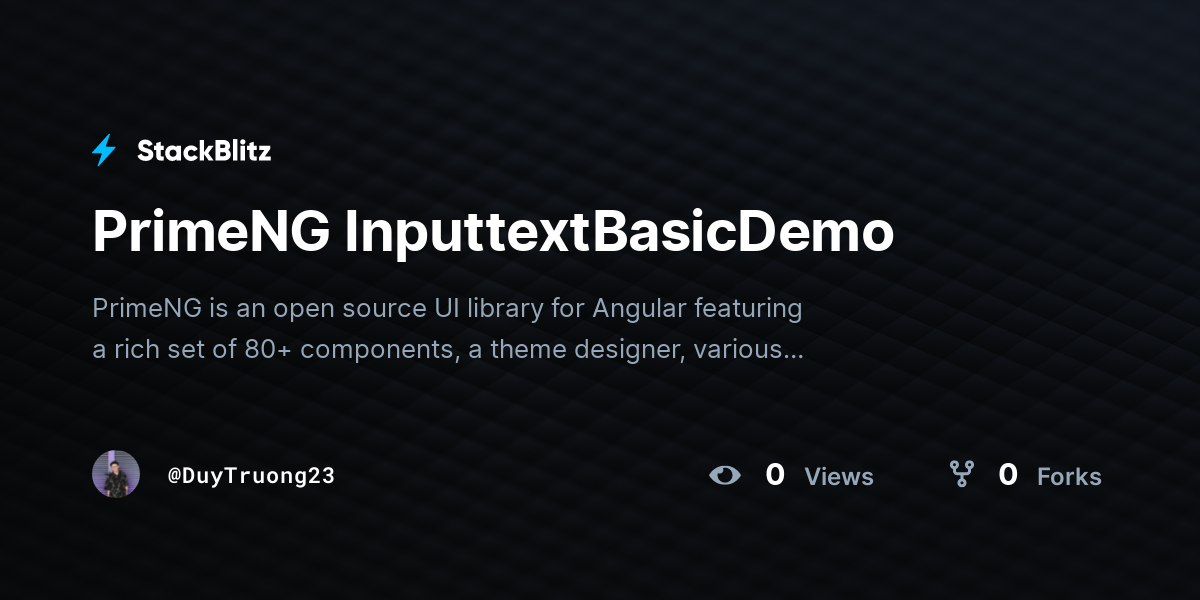 PrimeNG InputtextBasicDemo - StackBlitz
