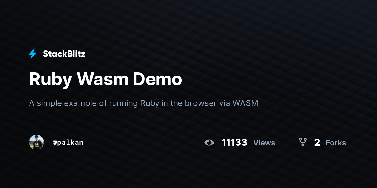 Ruby Wasm Demo - StackBlitz