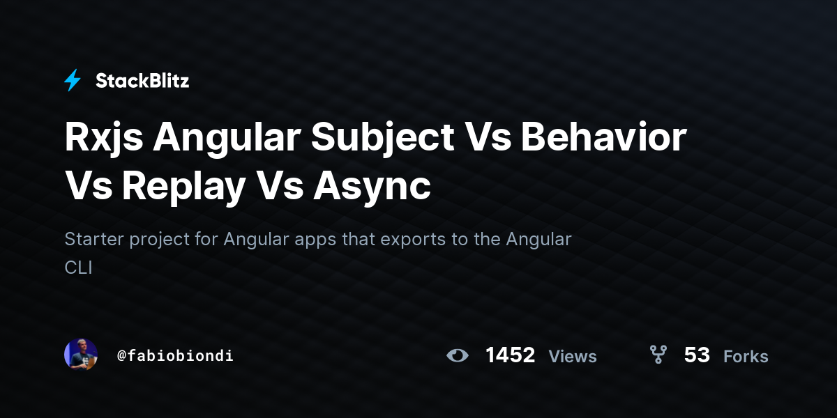 Rxjs Angular Subject Vs Behavior Vs Replay Vs Async - StackBlitz
