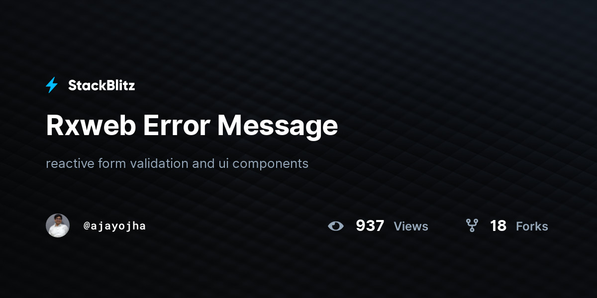 Rxweb Error Message - StackBlitz
