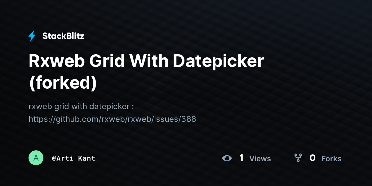 Rxweb Grid With Datepicker (forked) - StackBlitz