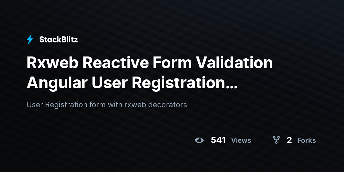 Rxweb Reactive Form Validation Angular User Registration (forked ...