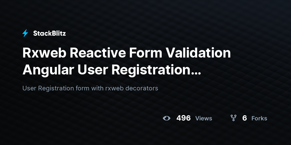 Rxweb Reactive Form Validation Angular User Registration (forked ...