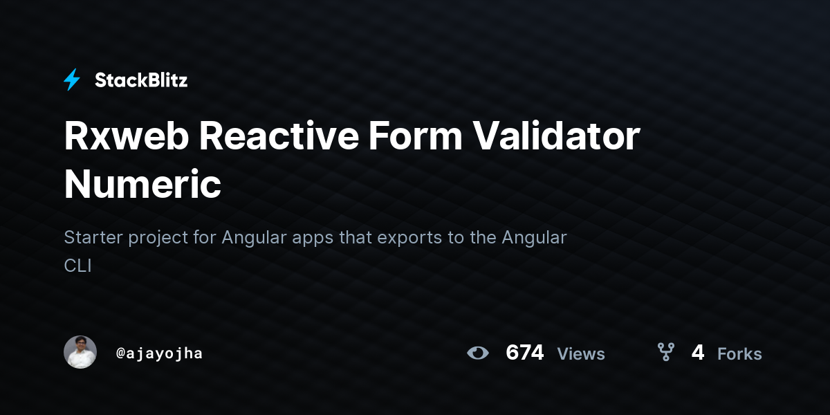Rxweb Reactive Form Validator Numeric - StackBlitz