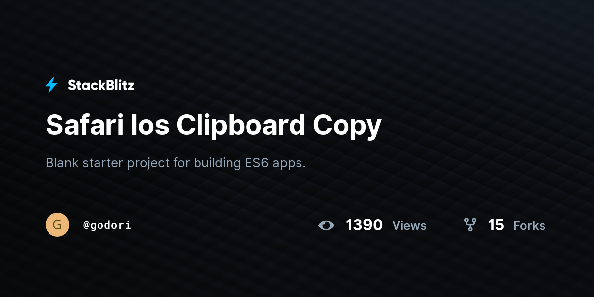Safari ios clipboard copy stackblitz