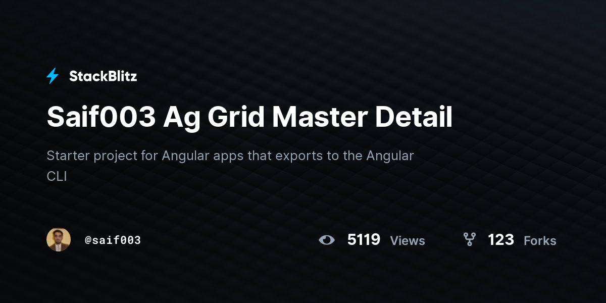 Saif003 Ag Grid Master Detail - StackBlitz