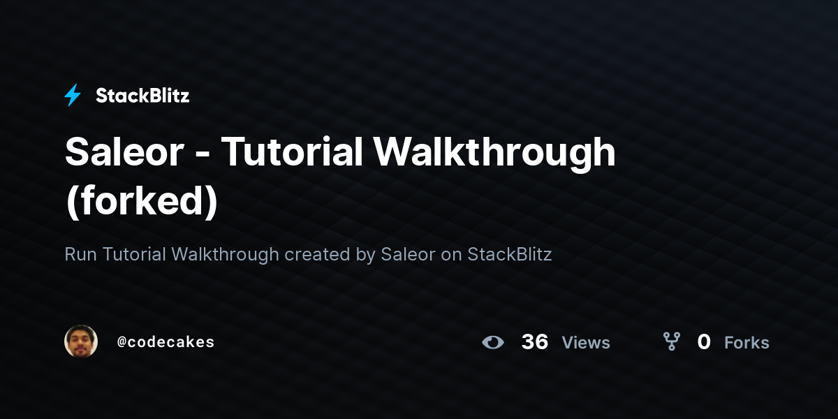 Saleor - Tutorial Walkthrough (forked) - StackBlitz