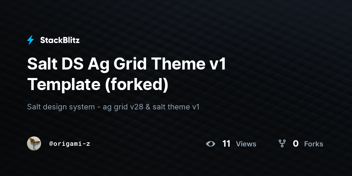 Salt DS Ag Grid Theme v1 Template (forked) - StackBlitz