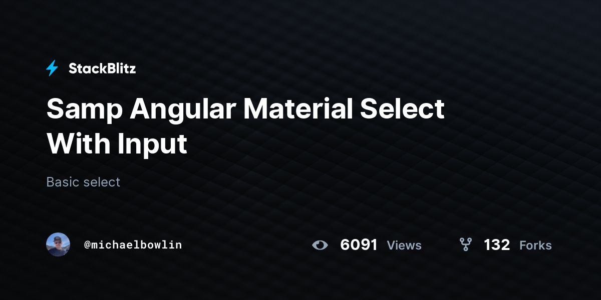 Samp Angular Material Select With Input - StackBlitz