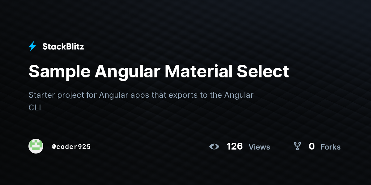 Sample Angular Material Select - StackBlitz
