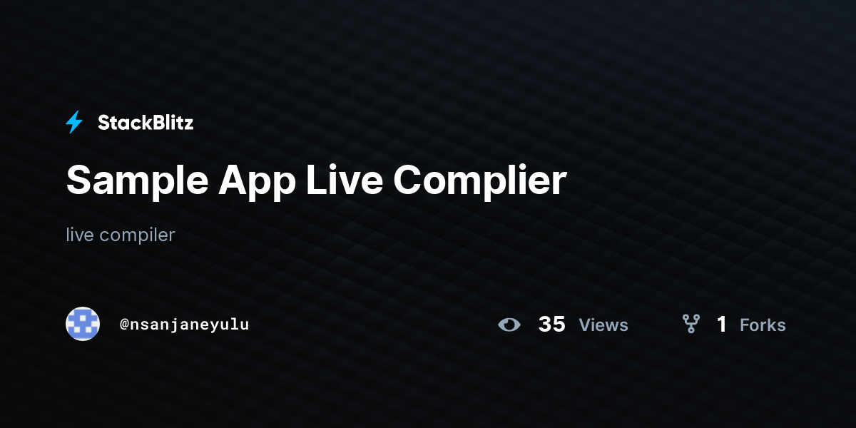 Sample App Live Complier - StackBlitz