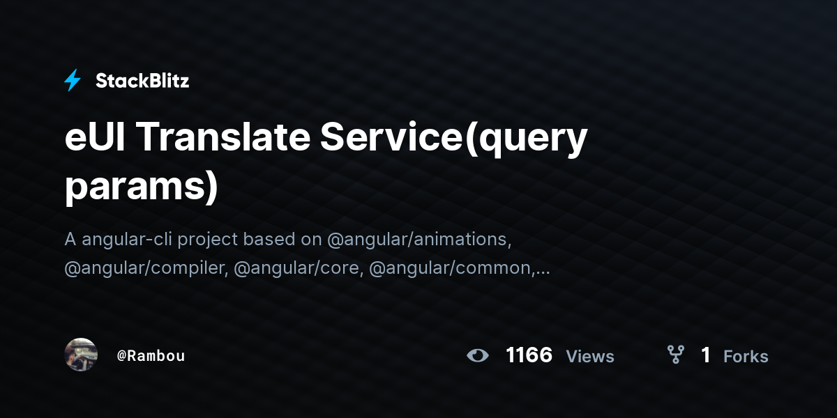 eUI Translate Service(query params) - StackBlitz