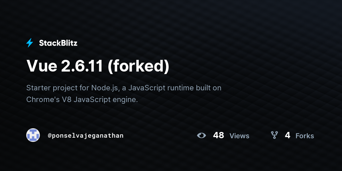 Vue 2.6.11 (forked) - StackBlitz