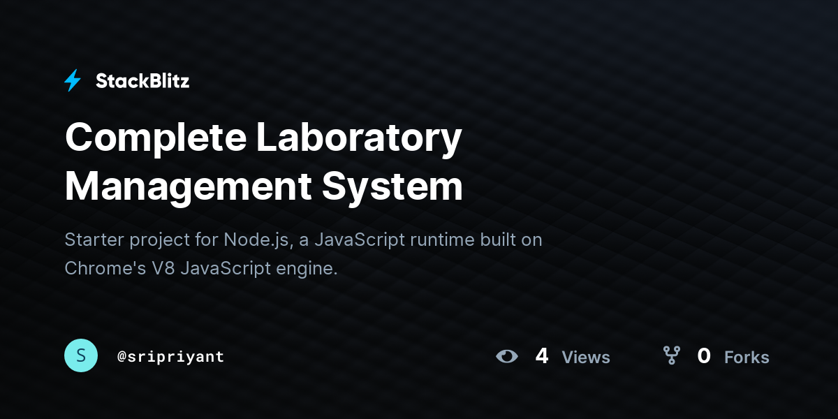 Complete Laboratory Management System - StackBlitz