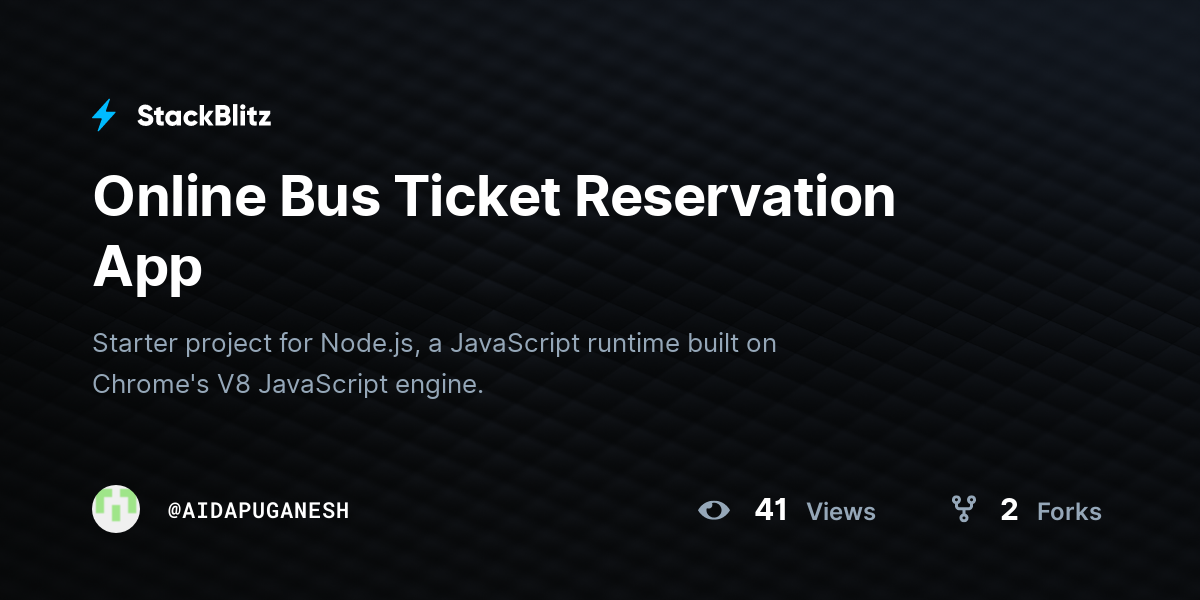 Online Bus Ticket Reservation App - StackBlitz