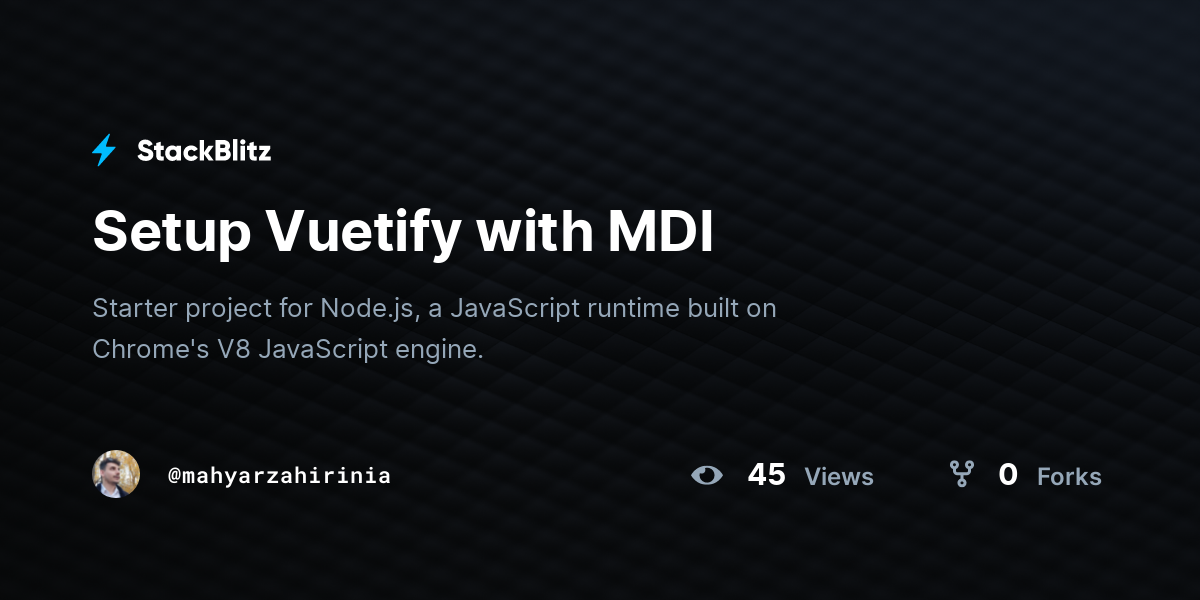 Setup Vuetify with MDI - StackBlitz