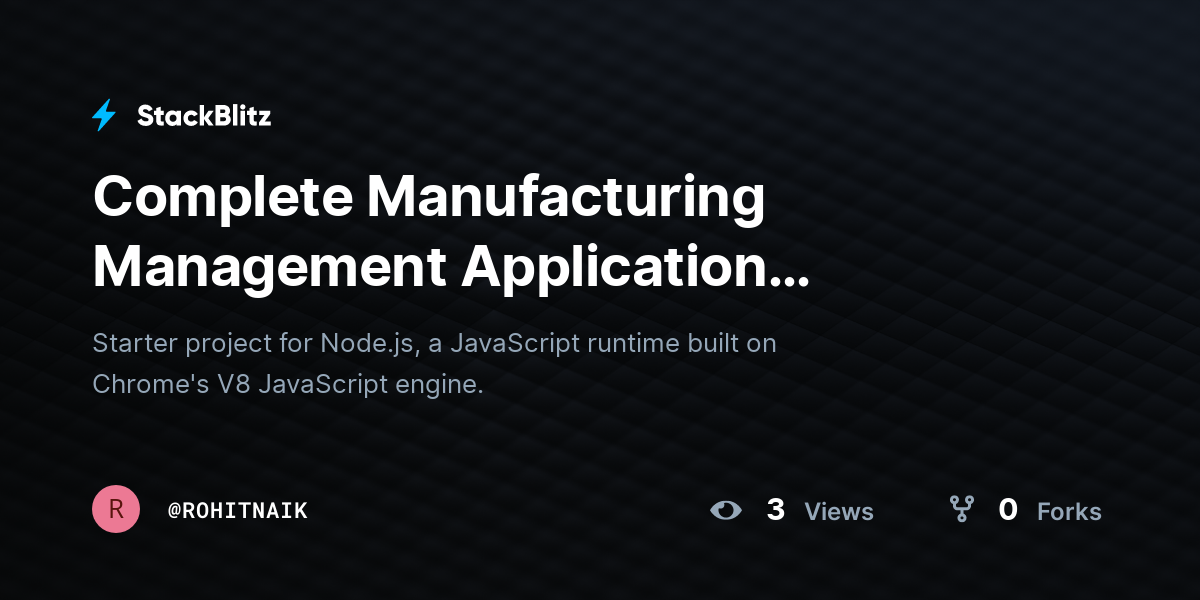 Complete Manufacturing Management Application (duplicated) - StackBlitz