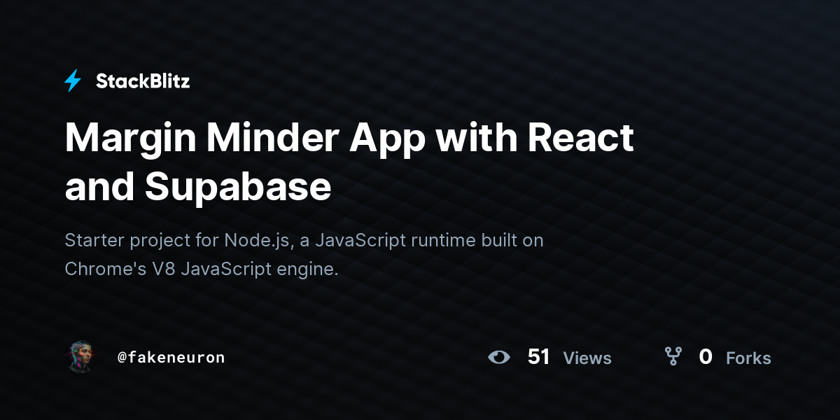 Margin Minder App with React and Supabase - StackBlitz