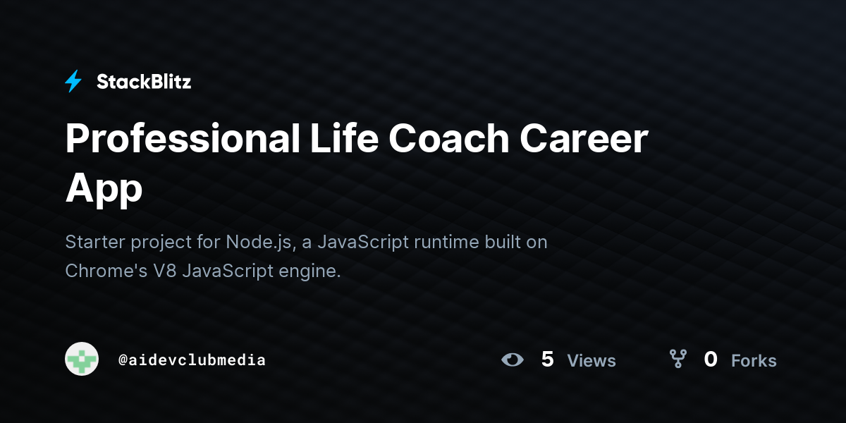 Professional Life Coach Career App - StackBlitz