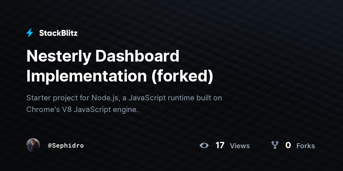 Nesterly Dashboard Implementation (forked) - StackBlitz