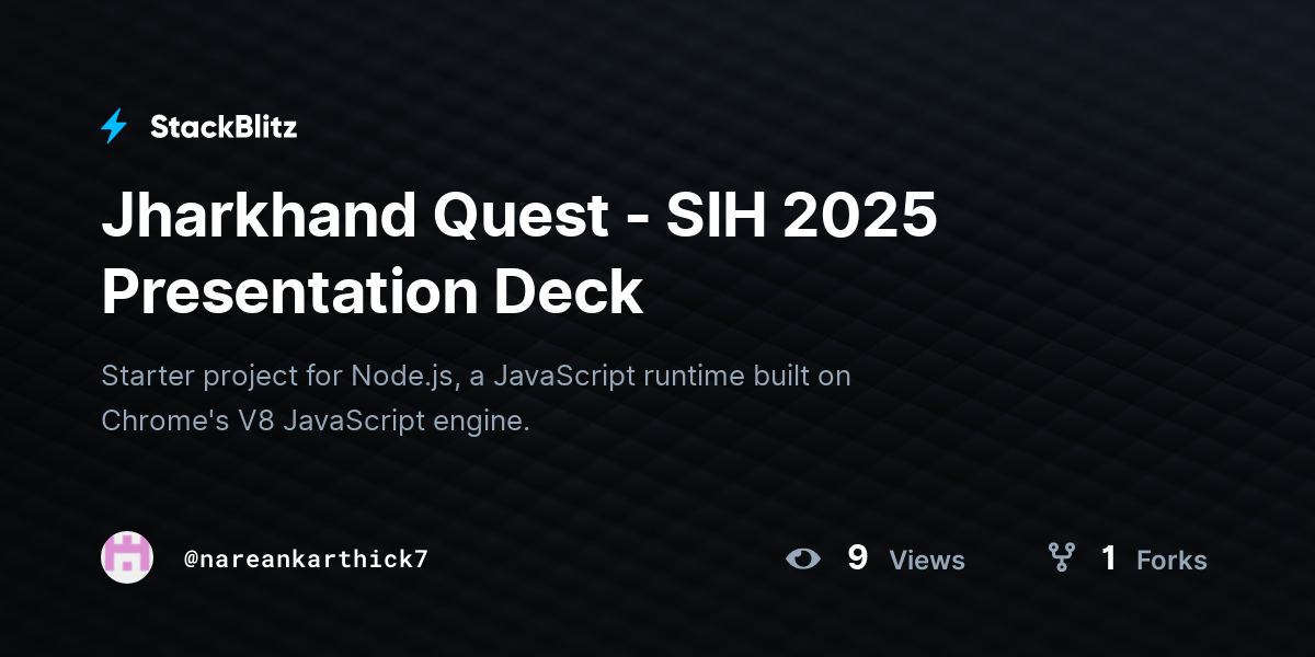 Jharkhand Quest - SIH 2025 Presentation Deck - StackBlitz