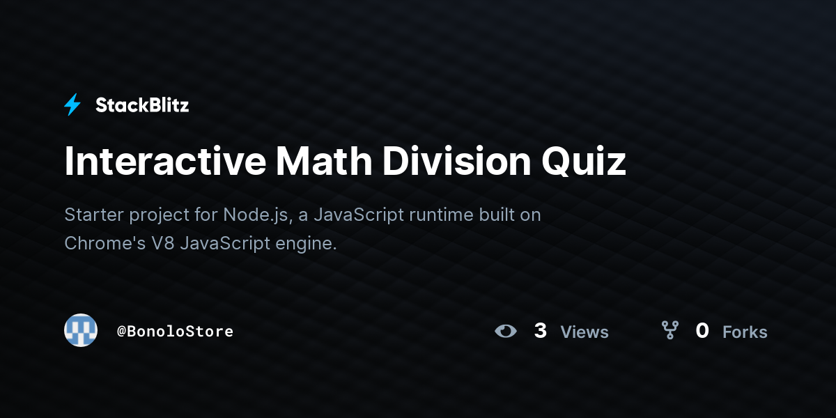 Interactive Math Division Quiz - StackBlitz