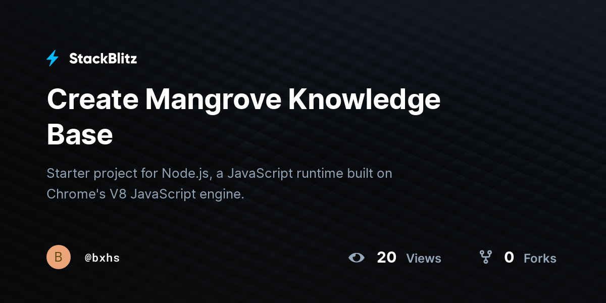 Create Mangrove Knowledge Base - StackBlitz