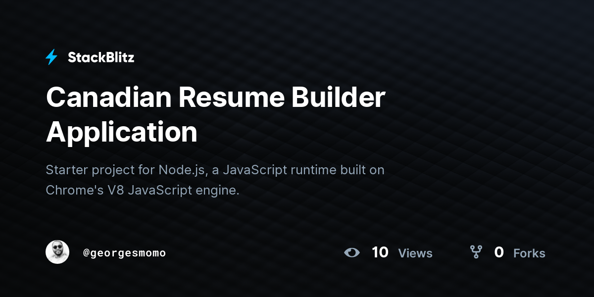 Canadian Resume Builder Application - StackBlitz
