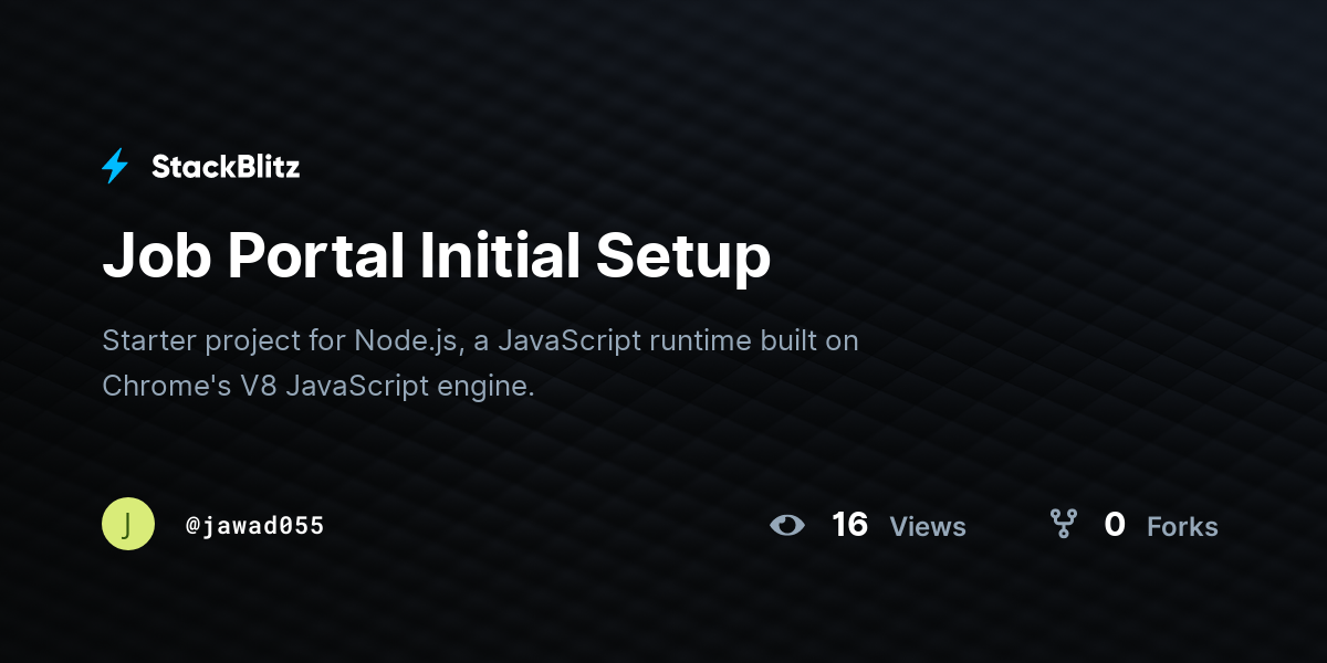 Job Portal Initial Setup - StackBlitz