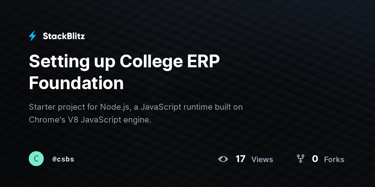 Setting up College ERP Foundation - StackBlitz