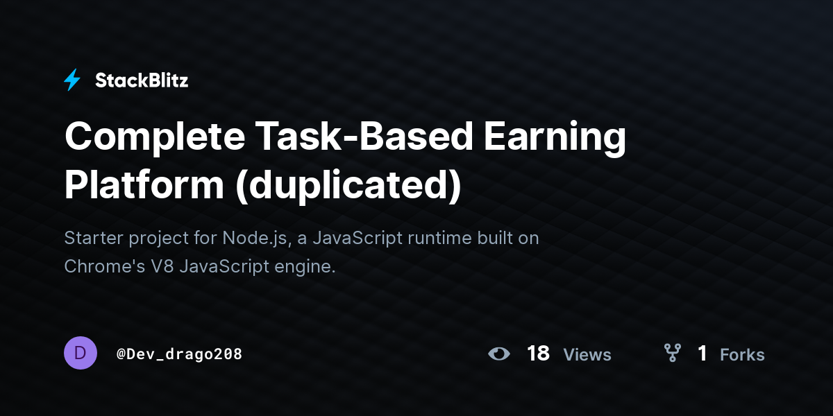 Complete Task-Based Earning Platform (duplicated) - StackBlitz