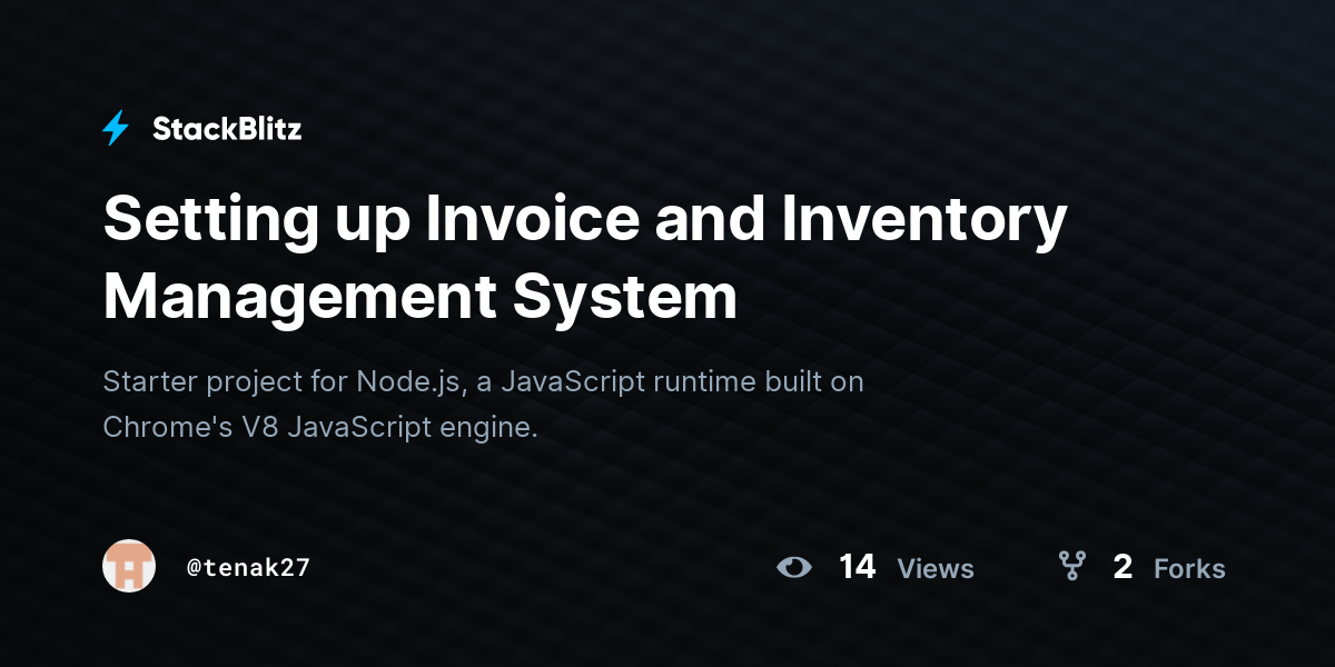 Setting up Invoice and Inventory Management System - StackBlitz